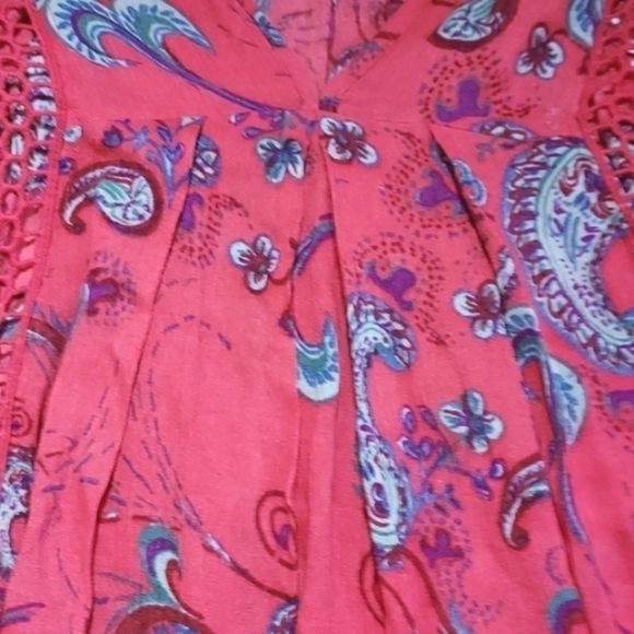 Free People Just The Two Of Us Printed Tunic Pink/Red Size Small - Picture 13 of 16